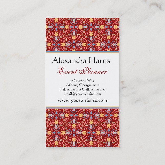 Renaissance Arts and Crafts Floral Pattern Business Card (Front)