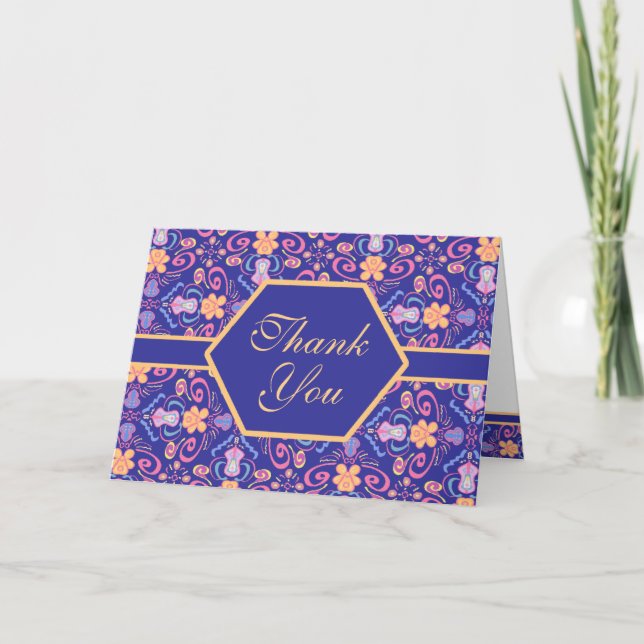 Renaissance Arts and Crafts Floral Thank You Note Card (Front)