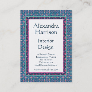 Renaissance Arts and Crafts Green Floral Pattern Business Card