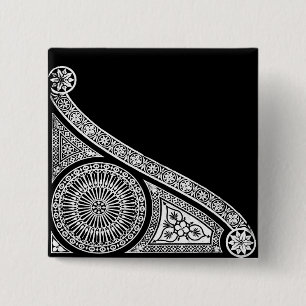 RENAISSANCE Black White Architectural Decor 2 Inch Square Button