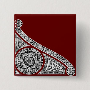 RENAISSANCE Black White Architectural Decor 2 Inch Square Button