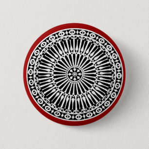 RENAISSANCE Black White Red Architectural Decor 2 Inch Round Button