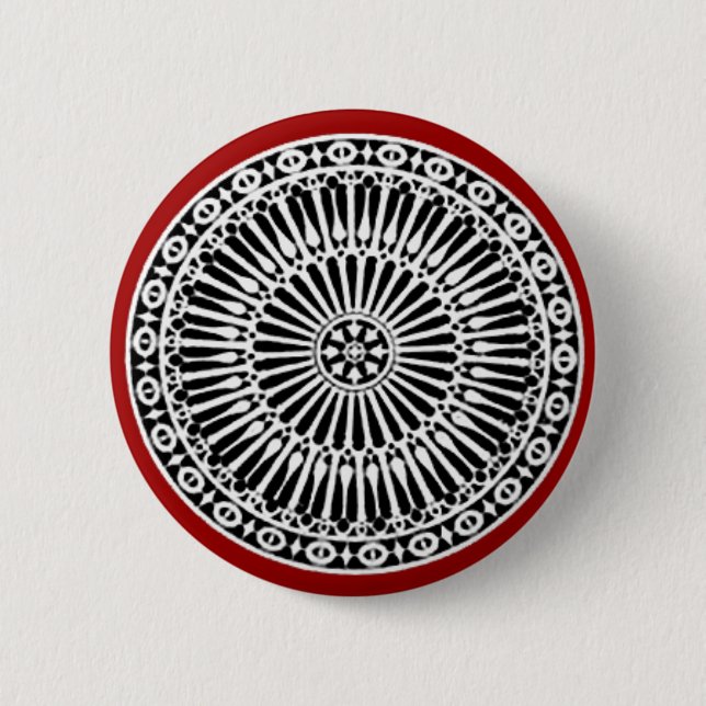 RENAISSANCE Black White Red Architectural Decor 2 Inch Round Button (Front)
