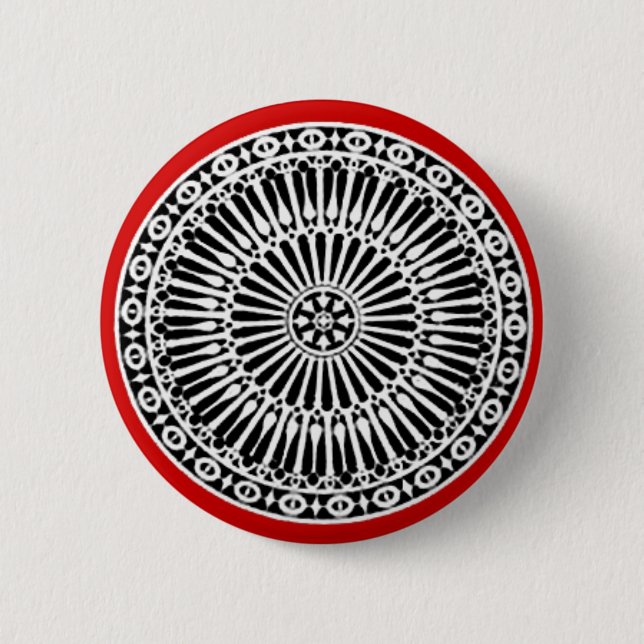 RENAISSANCE Black White Red Architectural Decor 2 Inch Round Button (Front)