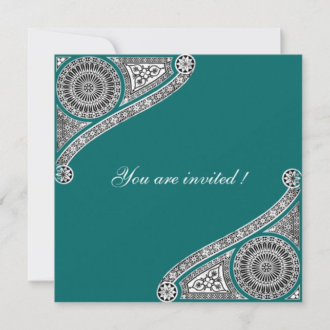 RENAISSANCE ,blue green Invitation (Front)