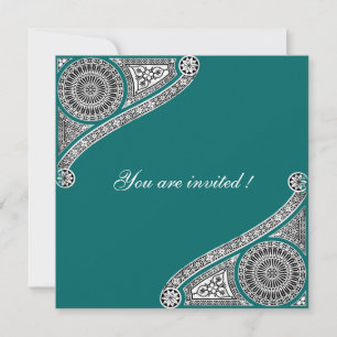 RENAISSANCE ,blue green Invitation