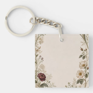Renaissance Botanical Wedding Invitation Keychain