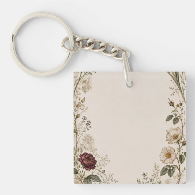 Renaissance Botanical Wedding Invitation Keychain (Front)
