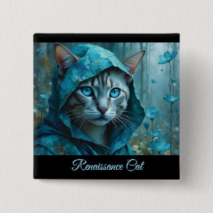 Renaissance Cat 2 Inch Square Button