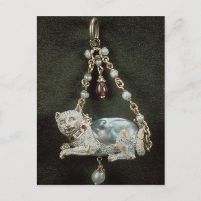 Renaissance cat pendant postcard (Front)