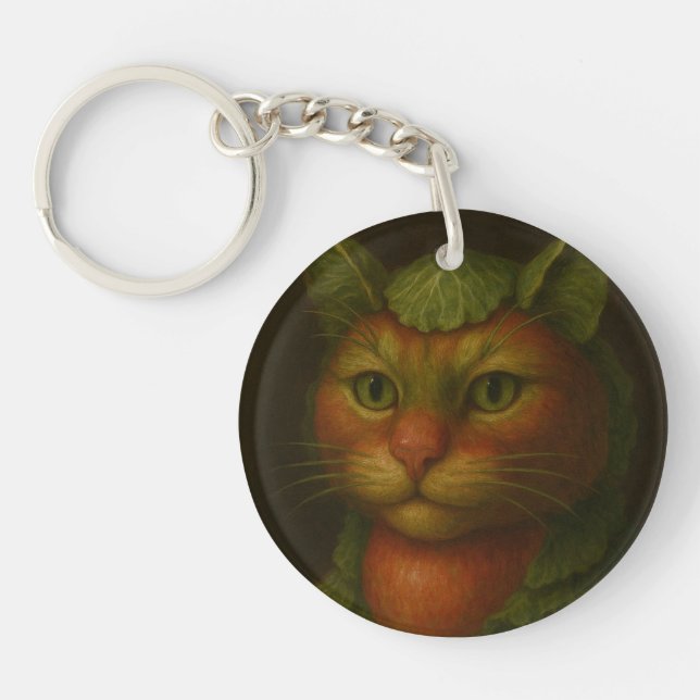 Renaissance Cat Portrait Keychain (Front)