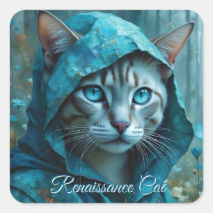 Renaissance Cat Square Sticker