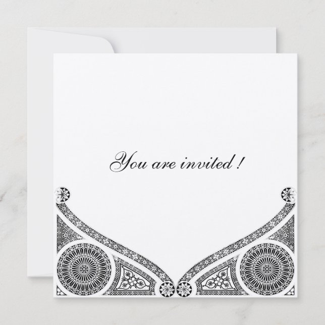 RENAISSANCE DECOR Black and White Invitation (Front)