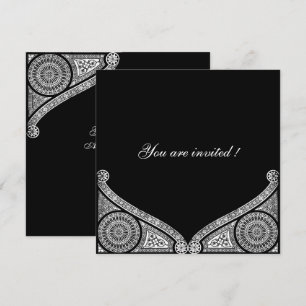 RENAISSANCE DECOR Black White Invitation