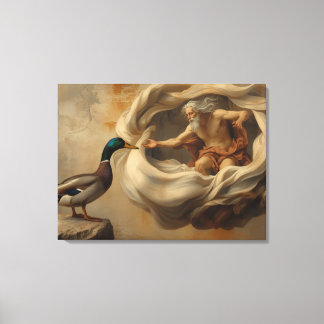 Renaissance Duck Parody Art – Funny Duck Reaching Canvas Print