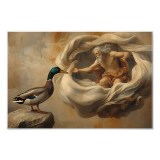 Renaissance Duck Parody Art – Funny Duck Reaching Photo Print