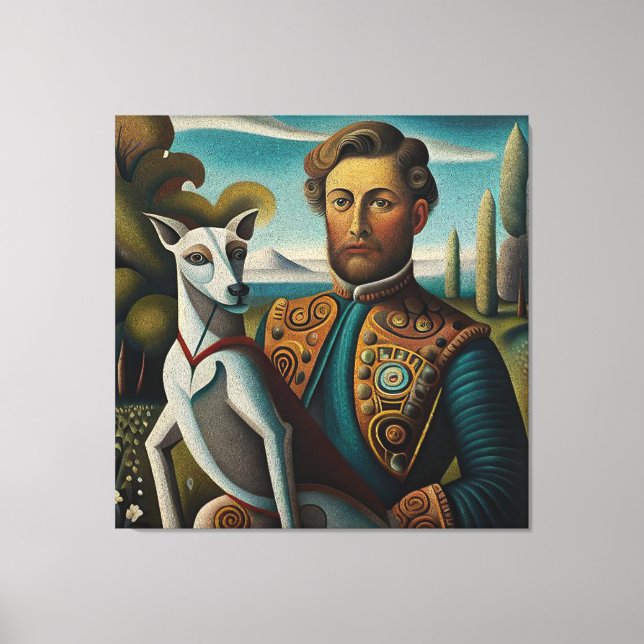 Renaissance Elegance Italian Greyhound and Noble  Canvas Print (Front)