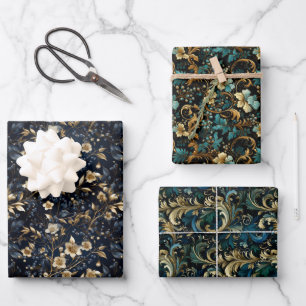 Renaissance Elegance: Vintage Pattern Design Wrapping Paper Sheet