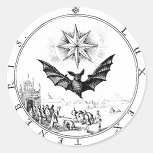 Renaissance Emblem Bat and Candle Classic Round Sticker