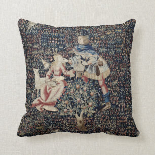 Renaissance Era Millefleurs Shepherds Tapestry   Throw Pillow
