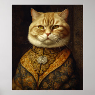 Renaissance Fluffy Cat Poster