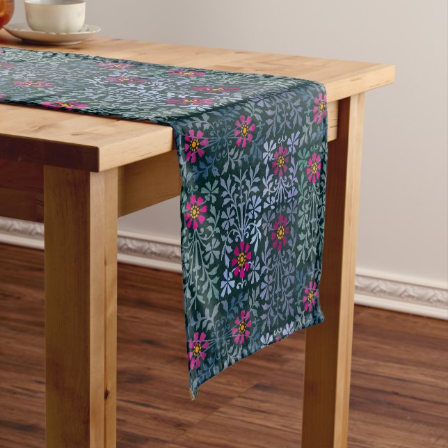 Renaissance Garden Arts and Crafts Floral Pattern Short Table Runner (In Situ)