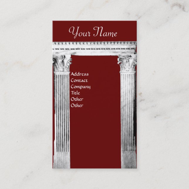 RENAISSANCE GATE Antique Architecture  Red Business Card (Front)