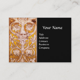 RENAISSANCE GROTESQUE FACE,BLACK GOLD White Pearl Business Card