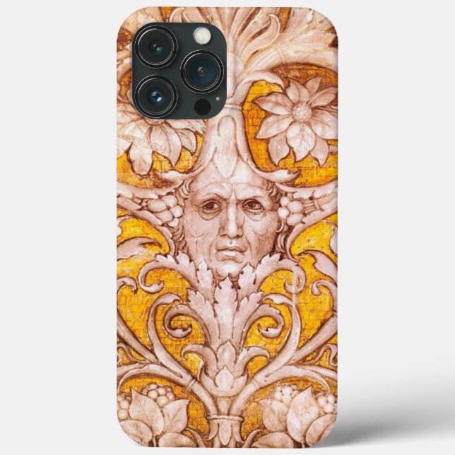 RENAISSANCE GROTESQUE FACE WITH GOLD WHITE FLORAL Case-Mate iPhone CASE (Back)