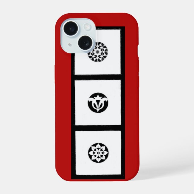 RENAISSANCE HARMONY Red Black White Geometric  iPhone 15 Case (Back)