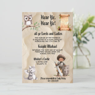 Renaissance Hear Ye Medieval Birthday Royal Party Invitation