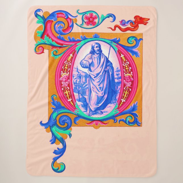 Renaissance Jesus print Sherpa Blanket (Front)