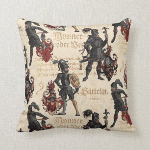 Renaissance Knights in Armor Elegant Antique Throw Pillow