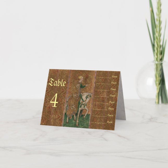 Renaissance Lady and Knight Wedding Seating Chart Card (Front)