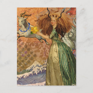 Renaissance Lady Capricorn Fantasy Vintage Zodiac Postcard