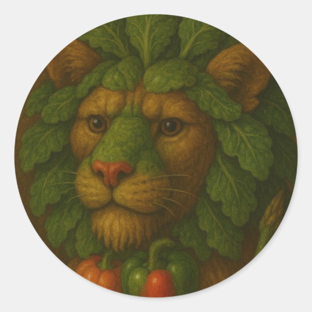 Renaissance Lion Portrait Classic Round Sticker (Front)