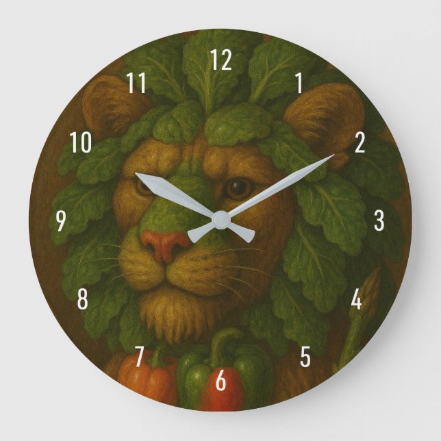 Renaissance Lion Portrait Large Clock (Front)