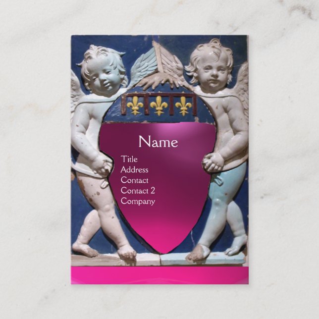 RENAISSANCE LITTLE ANGELS MONOGRAM Pink  Amethyst Business Card (Front)