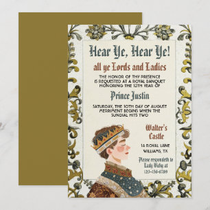 Renaissance médiévale Prince Invitation d'annivers