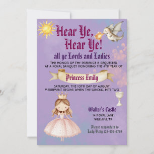 Renaissance médiévale Princesse Invitation d'anniv
