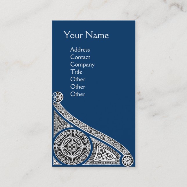 RENAISSANCE MONOGRAM 1 blue Business Card (Front)
