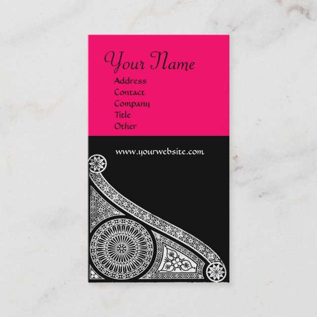 RENAISSANCE MONOGRAM 3 pink Business Card (Front)