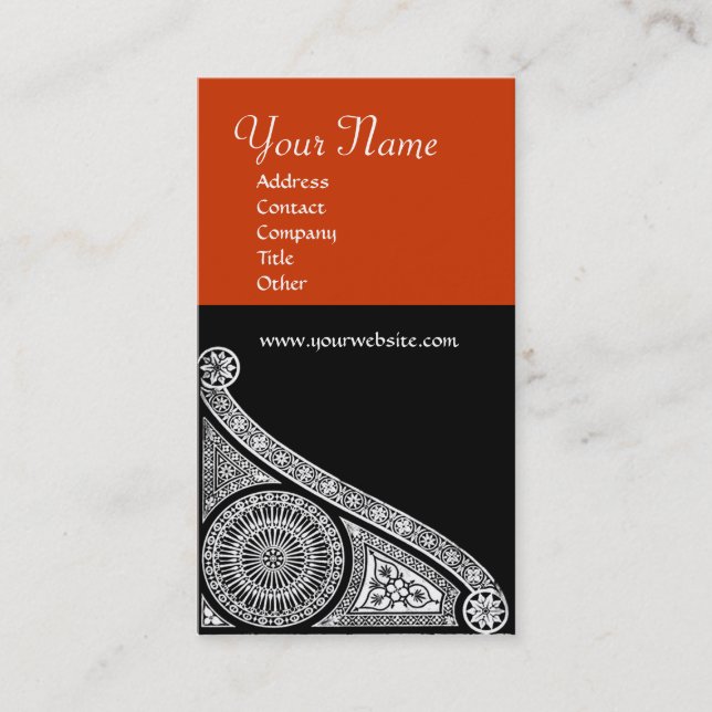 RENAISSANCE MONOGRAM 3 red orange Business Card (Front)
