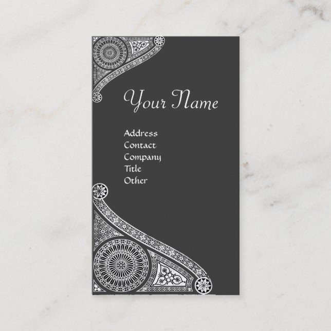 RENAISSANCE MONOGRAM 4 dark grey Business Card (Front)