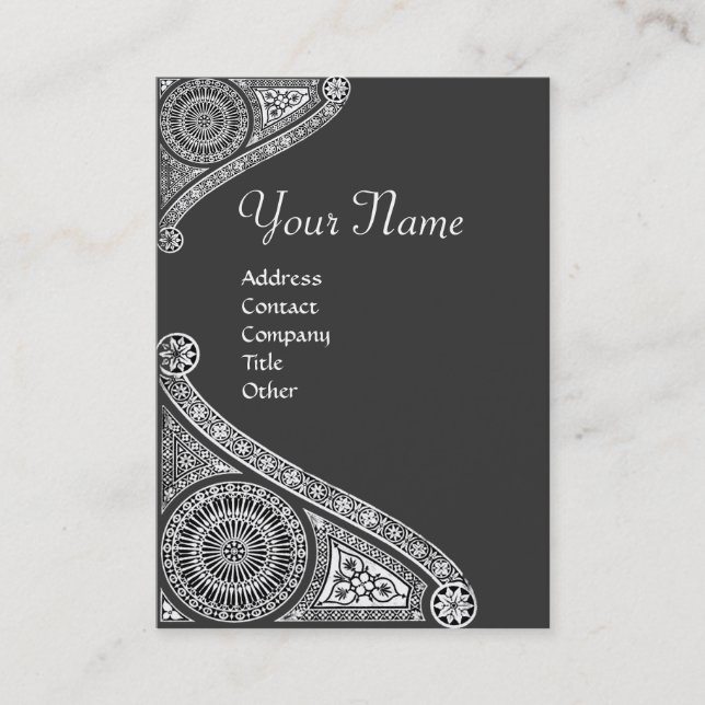 RENAISSANCE MONOGRAM 4 dark grey Business Card (Front)