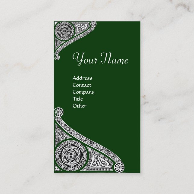 RENAISSANCE MONOGRAM 4 green Business Card (Front)
