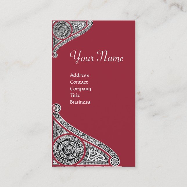 RENAISSANCE MONOGRAM 4 Marsala Red Business Card (Front)