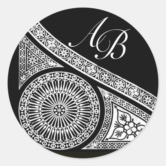 RENAISSANCE MONOGRAM CLASSIC ROUND STICKER (Front)