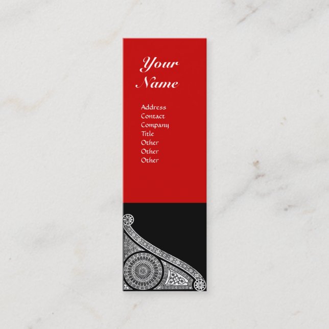 RENAISSANCE MONOGRAM red Mini Business Card (Front)