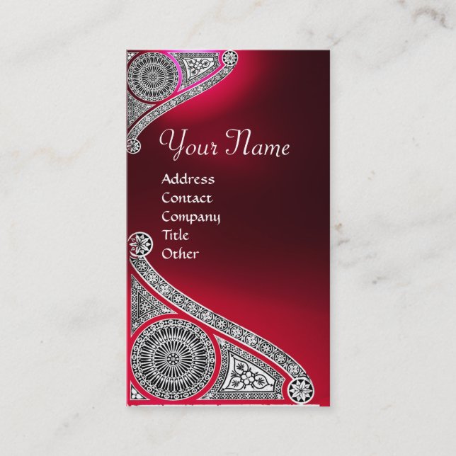 RENAISSANCE MONOGRAM Red Ruby Gem Business Card (Front)